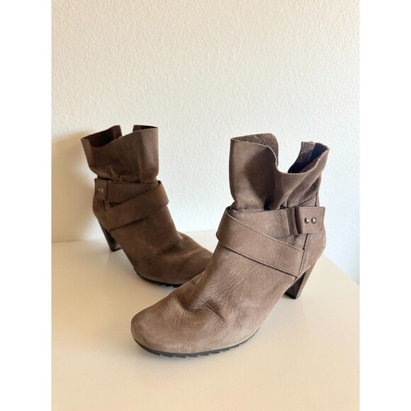 Paul Green Shoes - Paul Green Women’s Naomi Suede Ankle Boots Buckle Taupe Tan City School Size 5.5